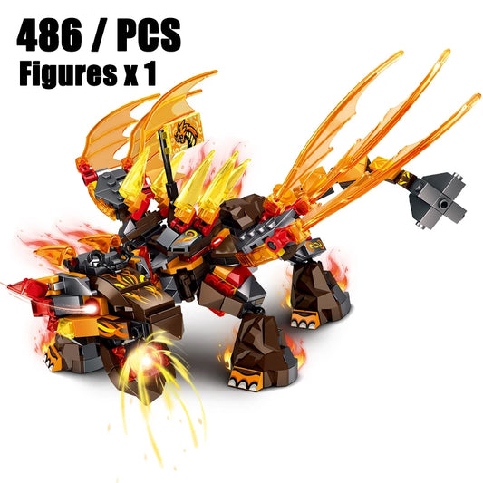 Phantom Ninja Ice Water Series Double-Headed Element Dragon Building Blocks Set