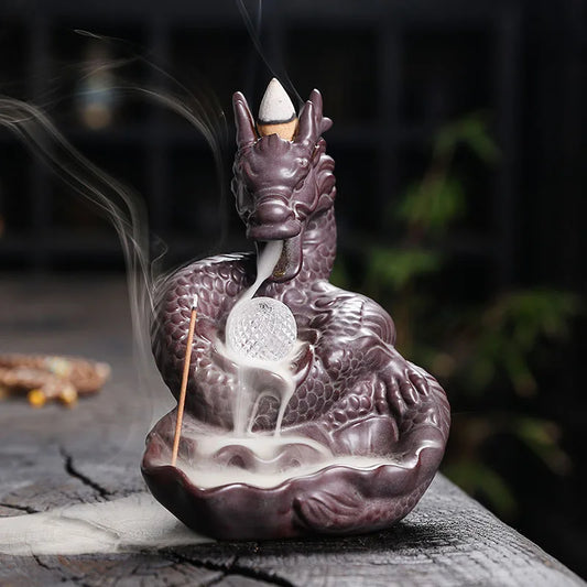 Dragon Shaped Backflow Incense Burner with Sparkling LED Light