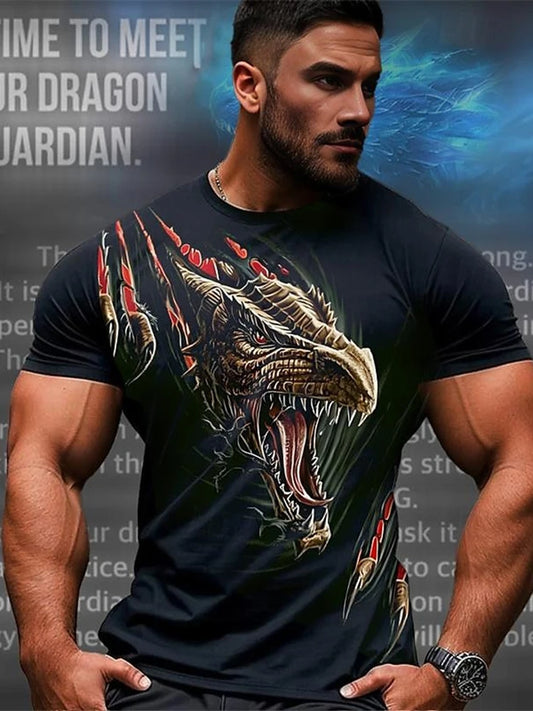 3D Dragon Print Men’s T-Shirt