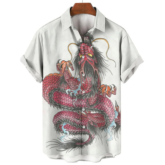 Summer Men’s Dragon Pattern Element Shirt