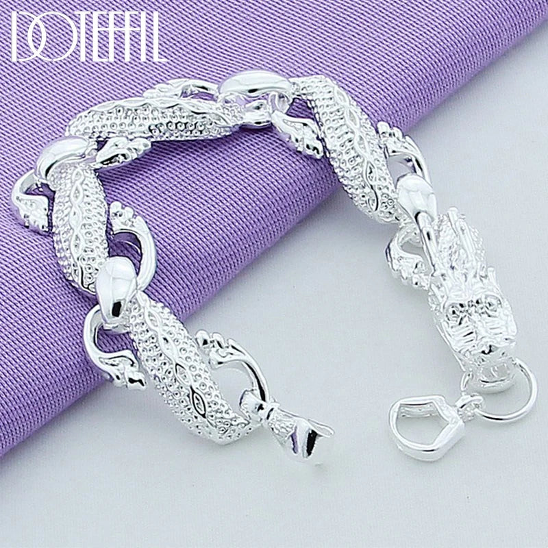 925 Sterling Silver Dragon Cuff Bracelet - Image 3