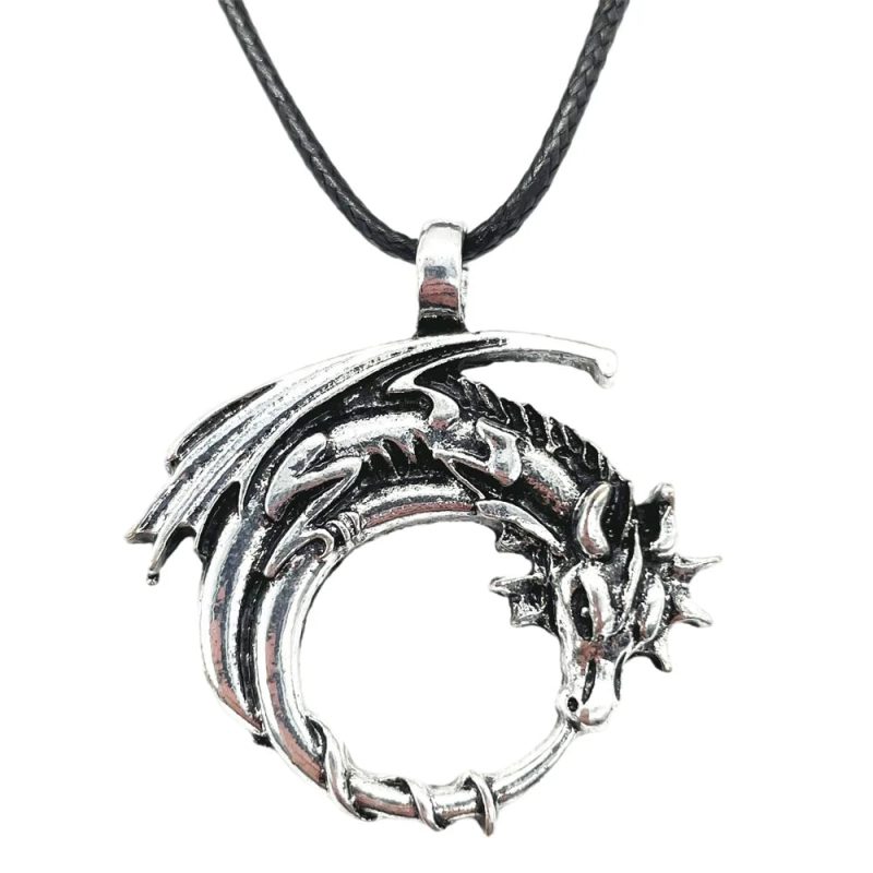 Goth Ouroboros Norse Dragon Necklace - Image 9