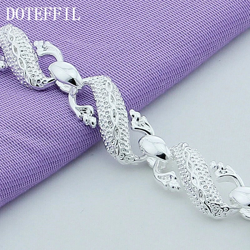 925 Sterling Silver Dragon Cuff Bracelet - Image 4