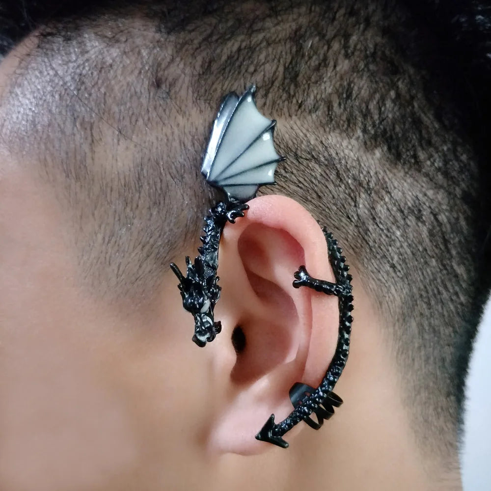 Glow-in-the-Dark Dragon Ear Cuff Earrings – Fantasy Clip-On Stud Jewelry for Women, Girls & Boys - Image 2