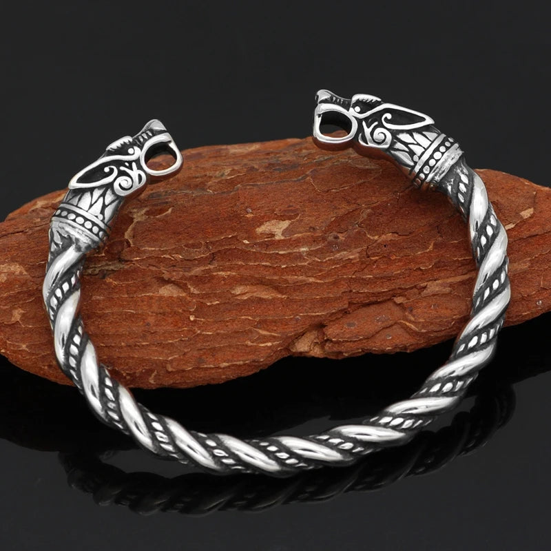 Goth Hip Hop Dragon Head Open Men’s Viking Bangle Wristband Cuff Bracelets - Image 10