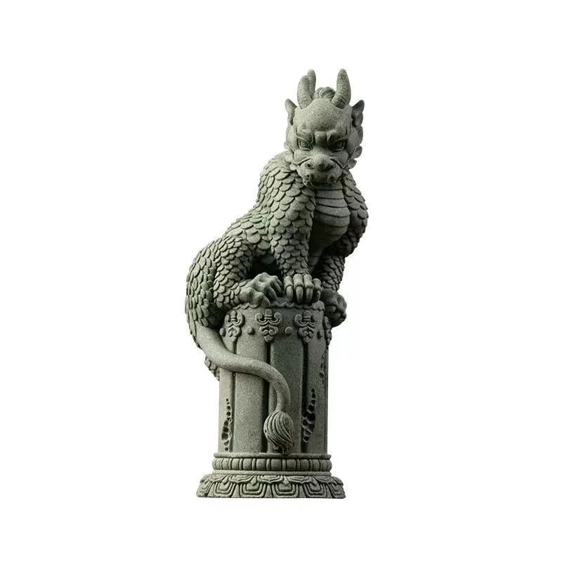 China Mascot Pan Dragon Pillar Statue - Image 4