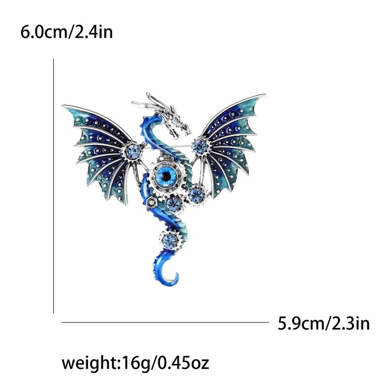 Enamel Dragon Pins for Women Rhinestone Flying Dragons Animal Brooch Banquet Party Backpack Gifts Jewelry Accessories - Image 3