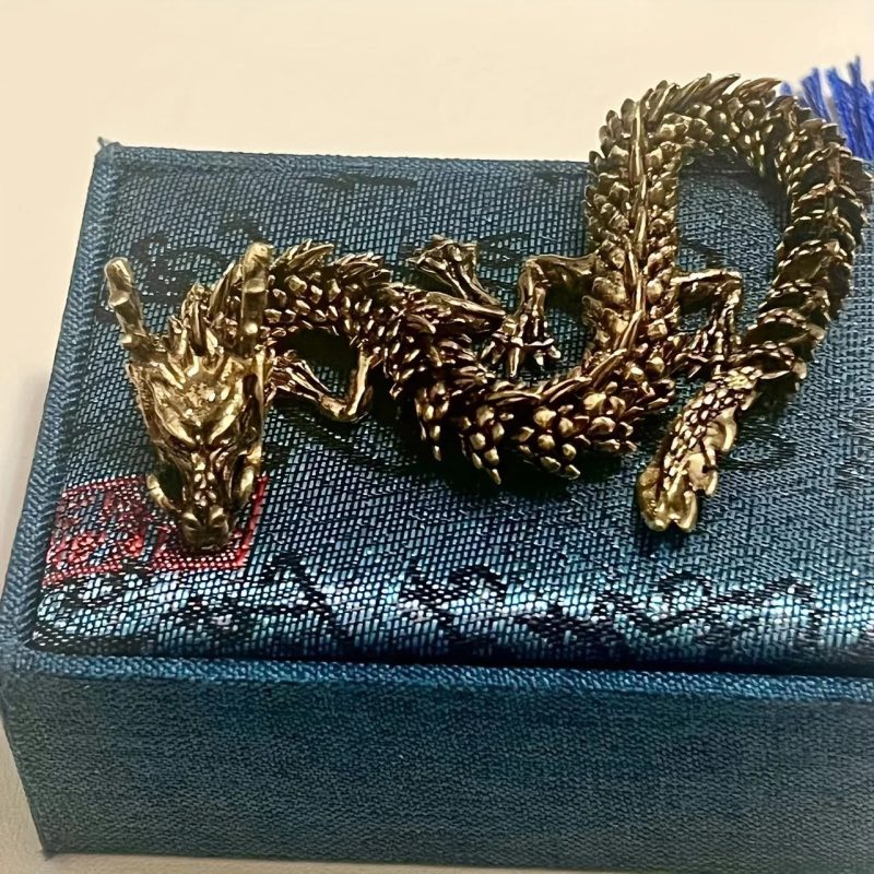 3D Dragon Statue Ornament – Movable Joints, Antique Brass Finish, Lucky Dragon for Home & Office Décor - Image 7
