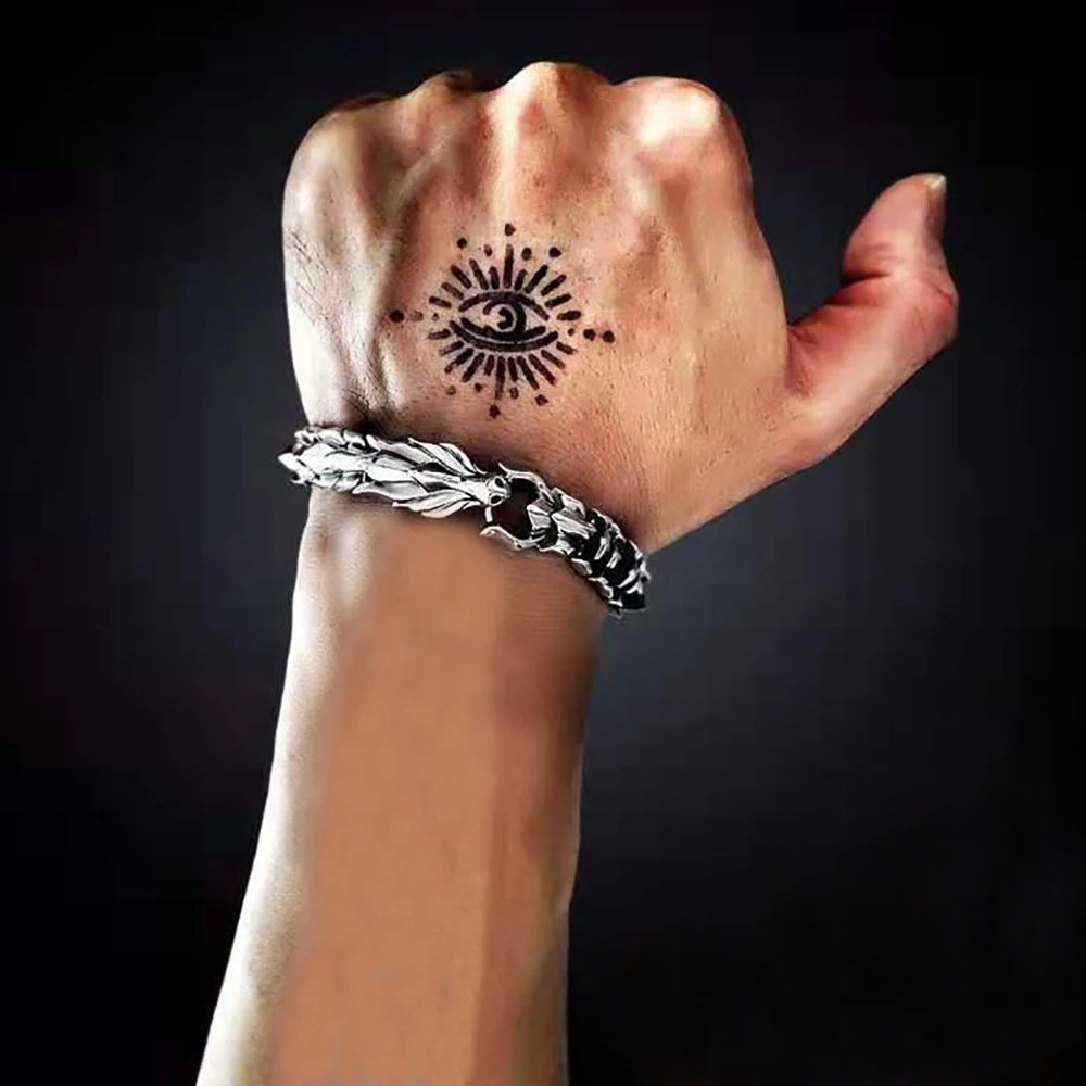 Fashion Personality Hip Hop Dragon Head & Scale Bracelet – Retro Exaggerated Punk Jewelry for Men - Image 4