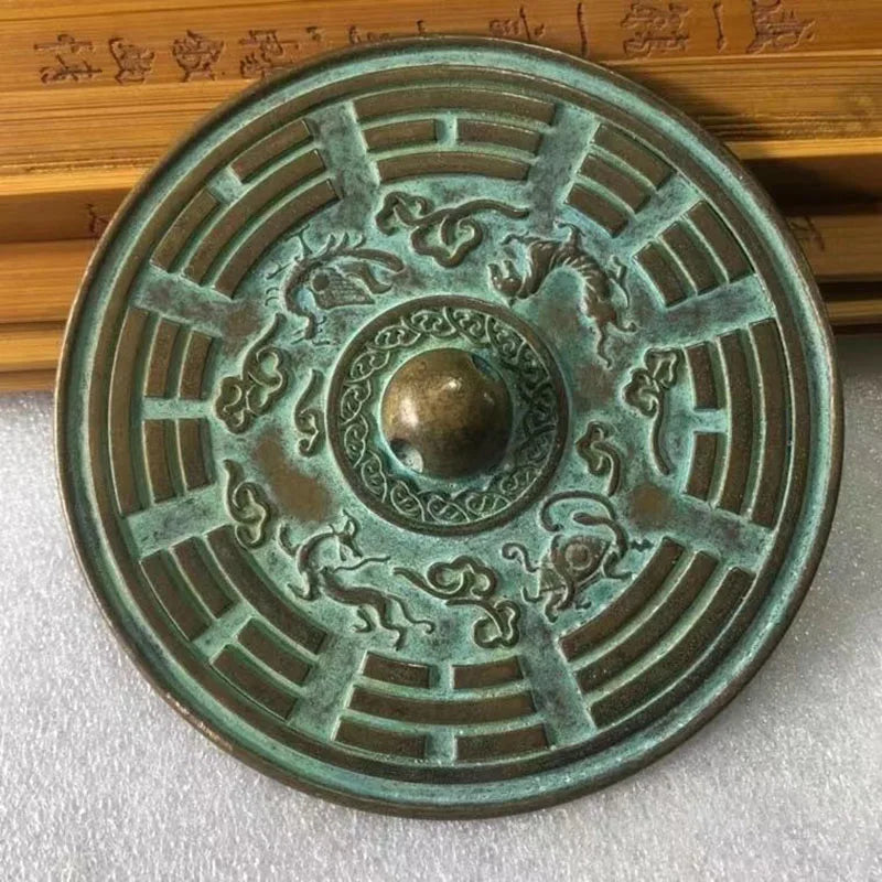 Feng Shui Lucky Dragon Phoenix Brass Mirrors Decoration – Antique Bronze Ware Collection, Home & Room Copper Ornaments - Image 11