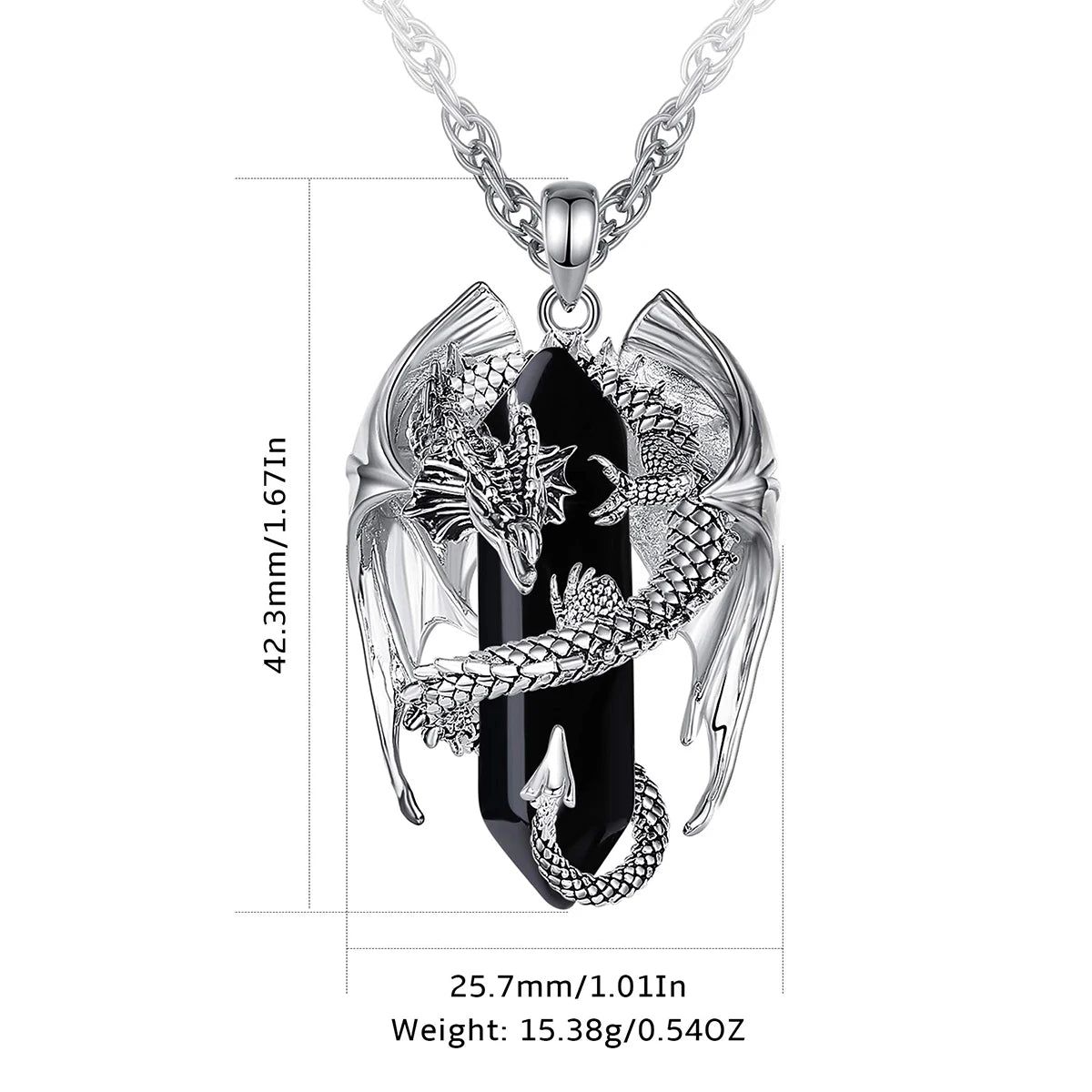 Eudora Dragon Twining Hexagonal Obsidian Necklace – Punk Crystal Pendant & Healing Stone Jewelry Gift for Men - Image 2