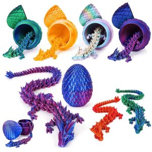 1/2PCS 3D Printed Dragon Egg with Fully Articulated Dragon