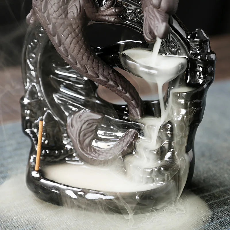 Ceramic Vintage Dragon Backflow Incense Burner – Tabletop Home Decor & Aromatherapy Gift (Without Incense) - Image 4