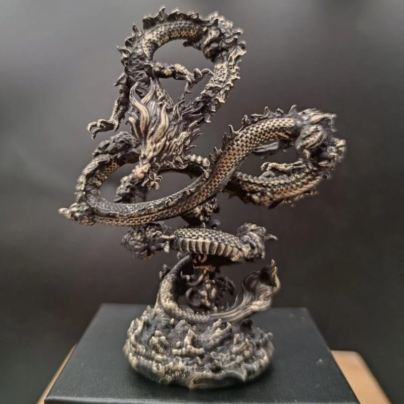 2024 Creative Oriental Dragon Bronze Statue – Animal Metal Figurine for Home & Desktop Decor - Image 3