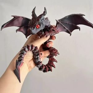 1PC 3D Printed Winged Carriage Dragon Figurine – Art Deco Resin Sculpture with Random Eyes | Tabletop Animal Theme Decor