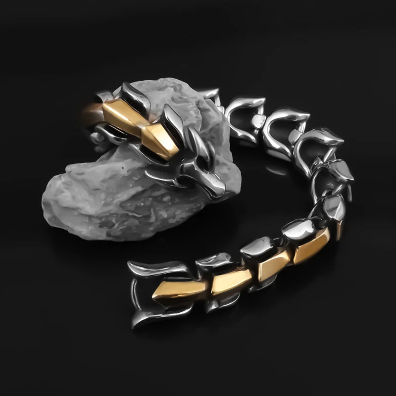Ethnic Wind Dragon Bracelet – Vintage Silver-Plated Dragon Cuff Bangle for Men - Image 22
