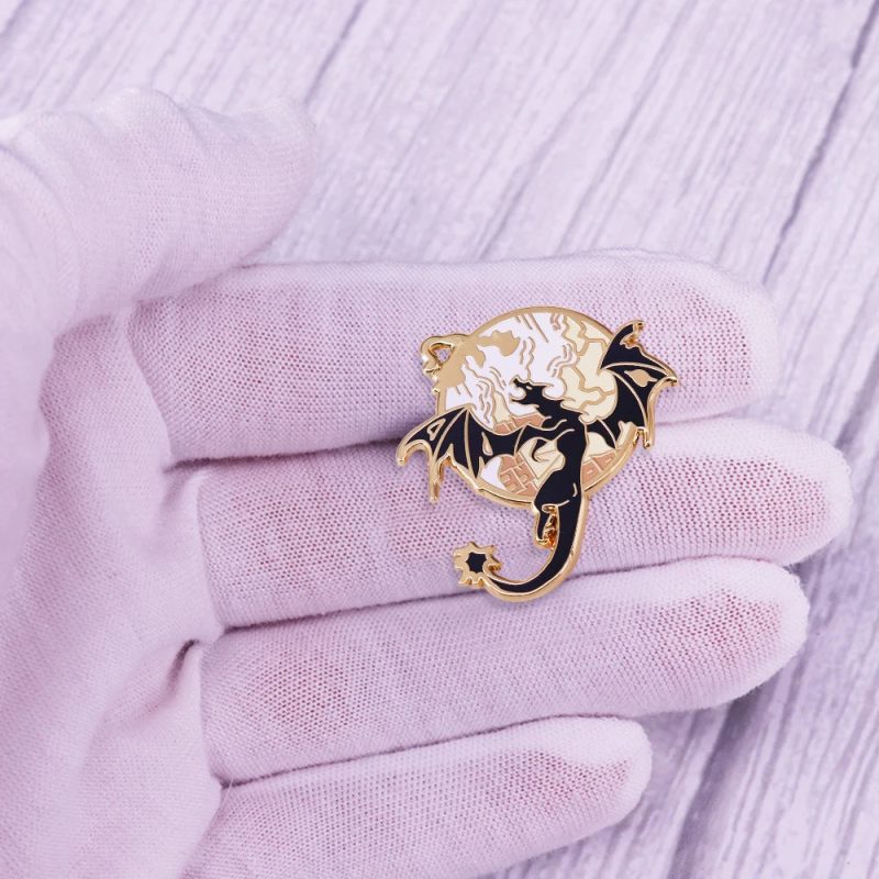 Fourth Wing Enamel Dragon Lapel Pin – Fantasy Bookish Gold Metal Brooch - Image 5