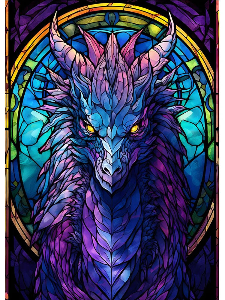 Abstract All Dragons Asylum Stained Glass Poster – Canvas Painting Wall Art for Living Room & Home Decor - Image 19