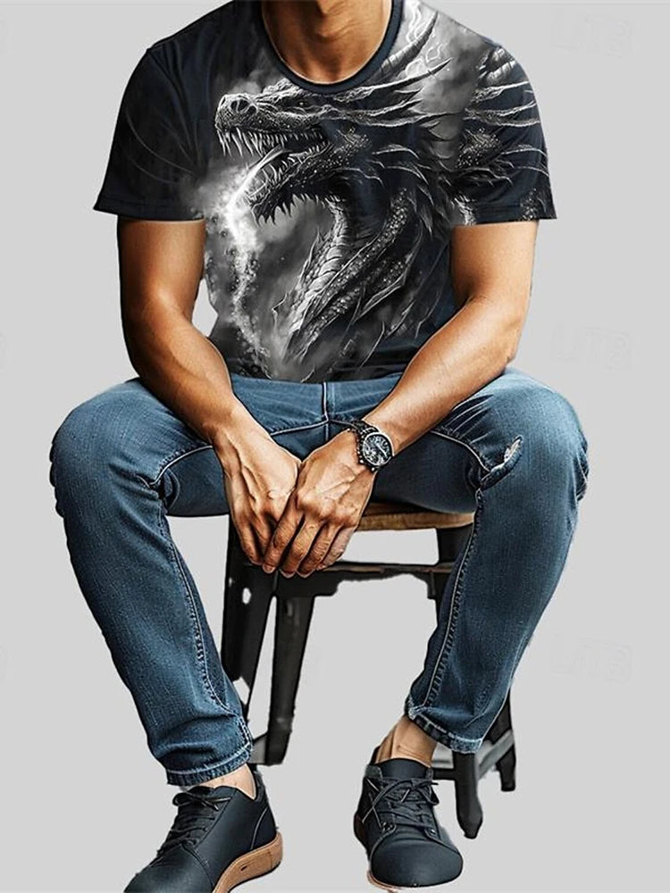 3D Dragon Print Menโs T-Shirt - Image 16
