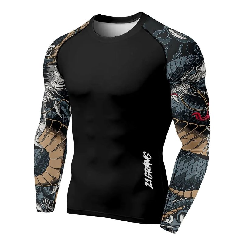 3D Printed Dragon Pattern Autumn Men’s Crew Neck T-Shirt – Casual Long Sleeve Oversized Pullover - Image 4