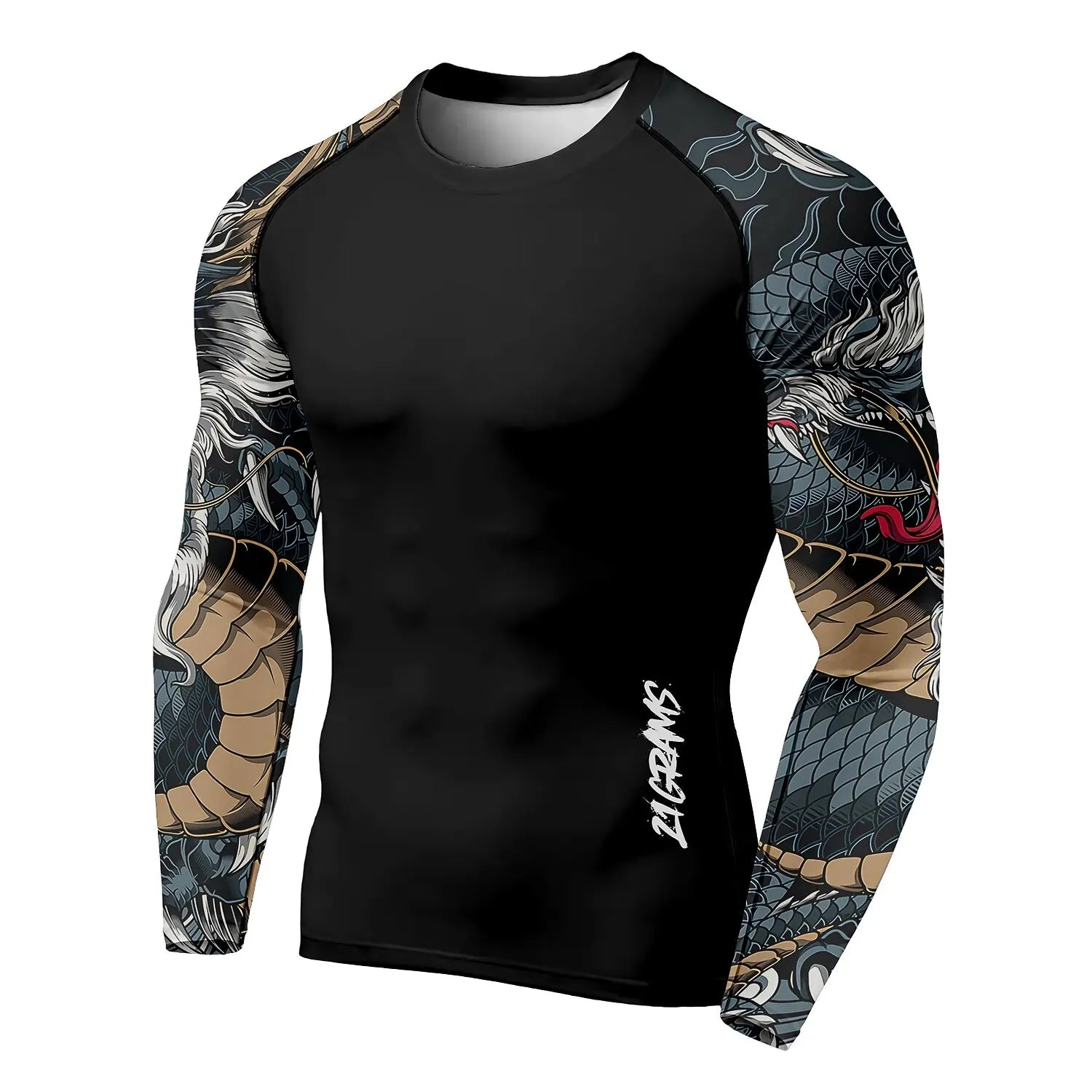 3D Printed Dragon Pattern Autumn Men’s Crew Neck T-Shirt – Casual Long Sleeve Oversized Pullover - Image 4