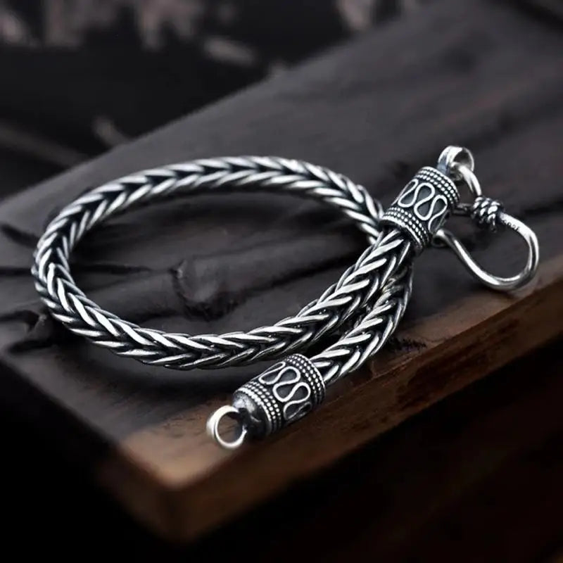 Ethnic Wind Dragon Bracelet – Vintage Silver-Plated Dragon Cuff Bangle for Men - Image 10