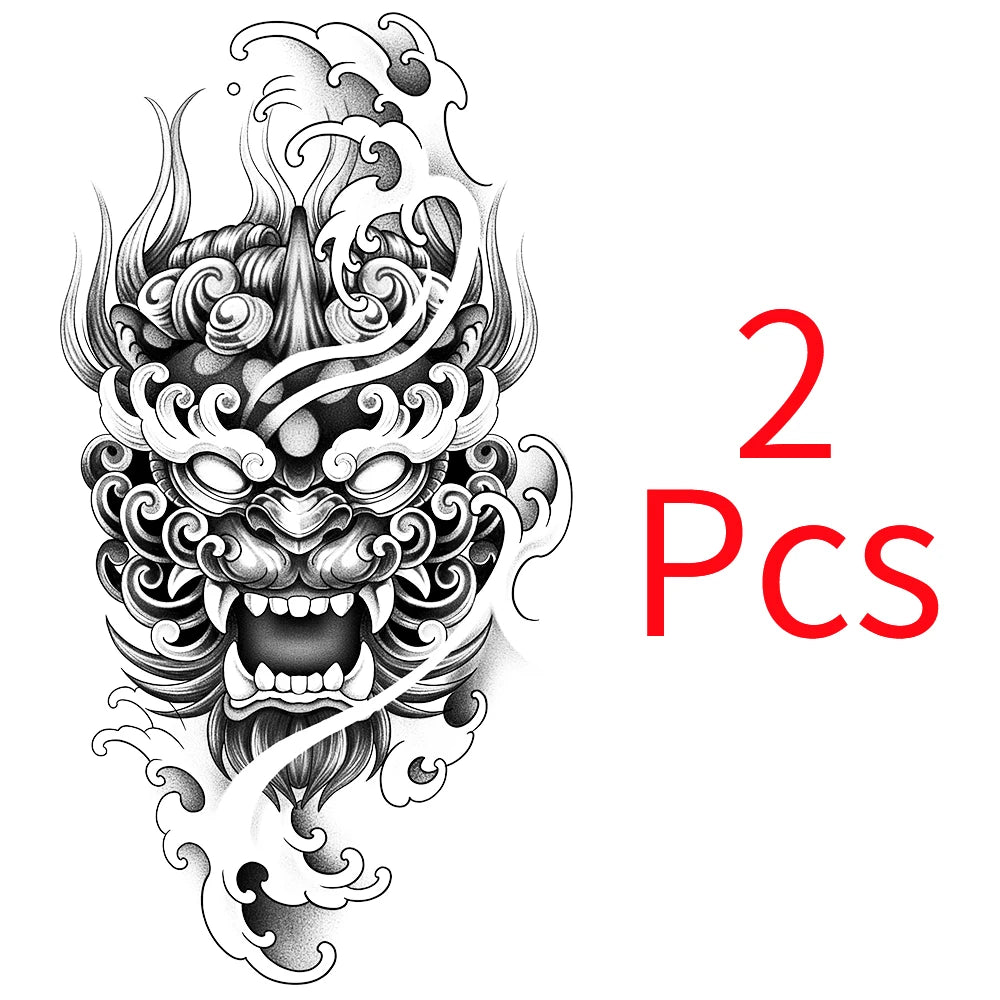 Demon Mask Waterproof Temporary Tattoo Sticker - Image 7