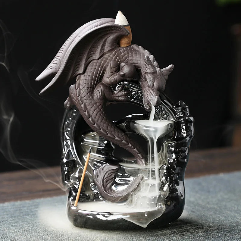 Ceramic Vintage Dragon Backflow Incense Burner – Tabletop Home Decor & Aromatherapy Gift (Without Incense) - Image 7