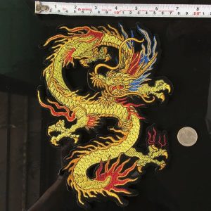 Chinese Style Gold Dragon Embroidery Patch β Flying Dragon Cloth Sticker for Cheongsam & DIY Decoration
