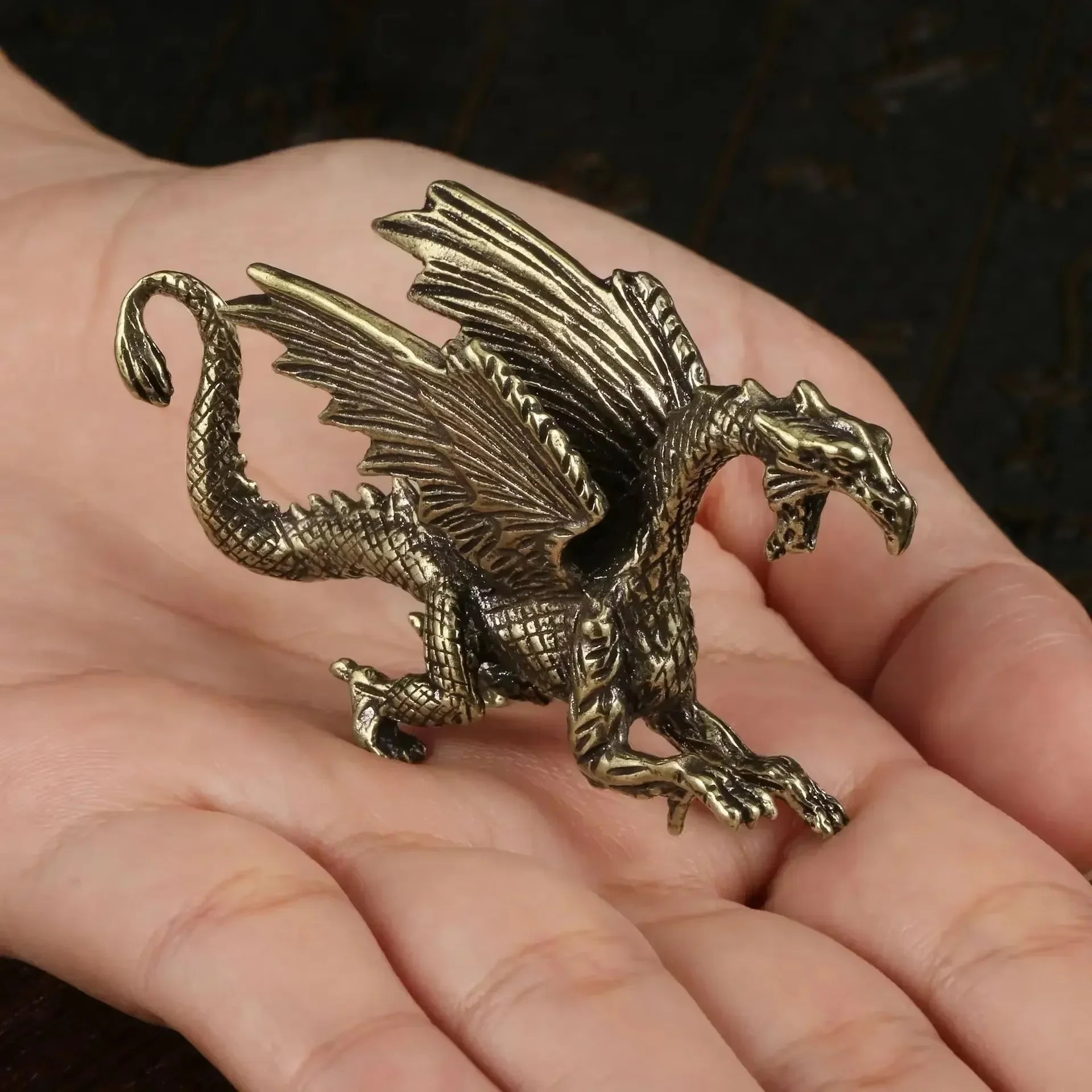 European Style Brass Dragon Desk Decoration – Mighty Mythological Creature Metal Figure for Living Room - Image 6
