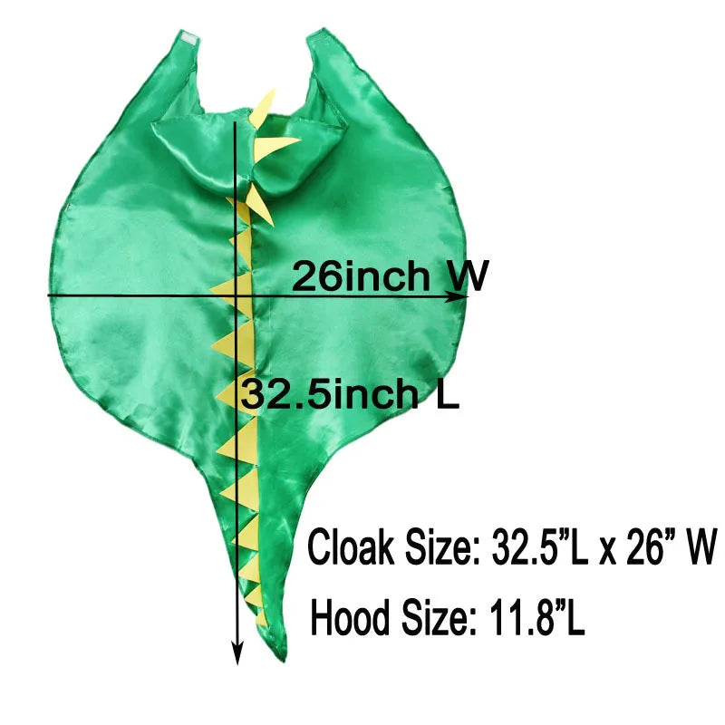 Boys & Girls Dinosaur Cape Dragon Hooded Cloak – Kids Halloween & Christmas Fancy Dress Costume with Mask - Image 3