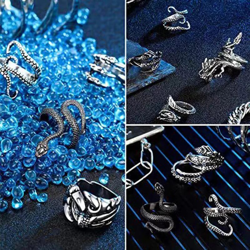 8 Pieces/Set Vintage Animal Open Rings – Dragon, Snake, Octopus & Eagle Claw Punk Accessories for Men - Image 4