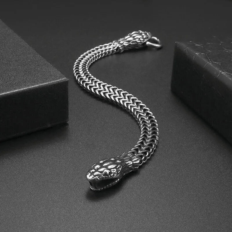 Ethnic Wind Dragon Bracelet – Vintage Silver-Plated Dragon Cuff Bangle for Men - Image 25
