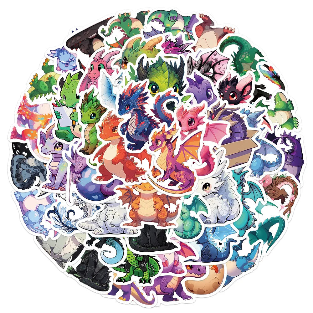 50pcs Cartoon Dragon Graffiti Stickers - Image 3
