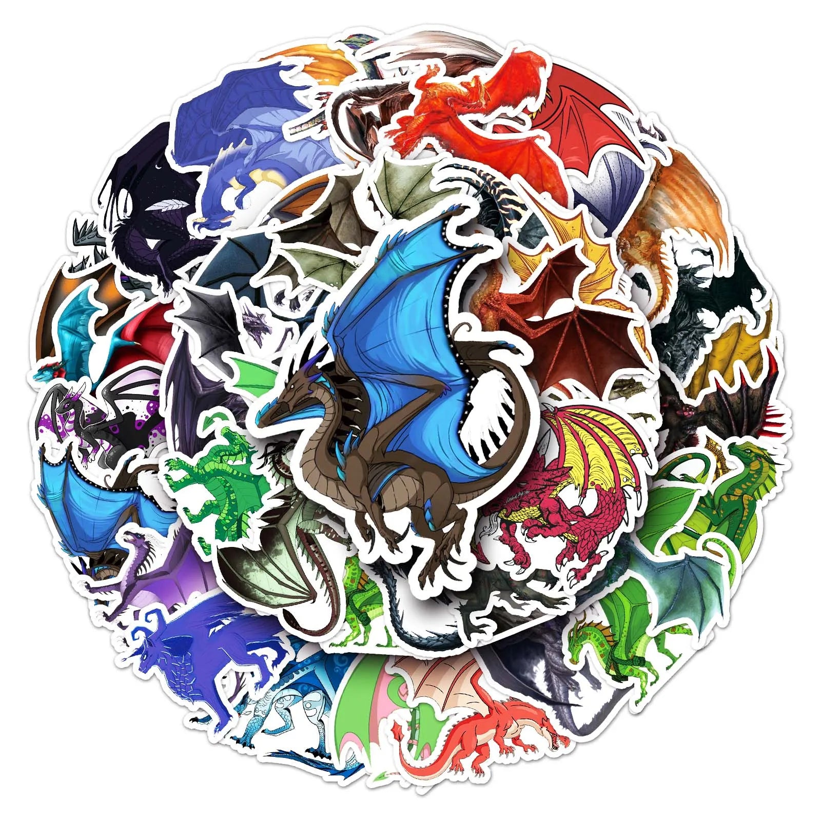 50PCS Dragon Series Cartoon Waterproof Stickers – Retro Vinyl Stickers for Skateboards, Snowboards & More - Image 3