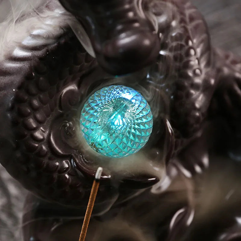 Dragon-Shaped Backflow Incense Burner with Sparkling LED Light – Meditation Decor & Year of the Loong Mascot (No Incense Included) - Image 3