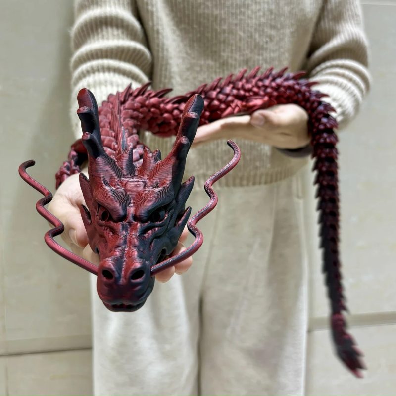 180cm Huge 3D Printed Jointed Loong Figurine – Creative Dragon Ornament for Plants, Rockery & Fish Tank Landscaping Decoration