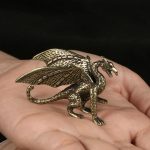 European Style Brass Dragon Desk Decoration – Mighty Mythological Creature Metal Figure for Living Room