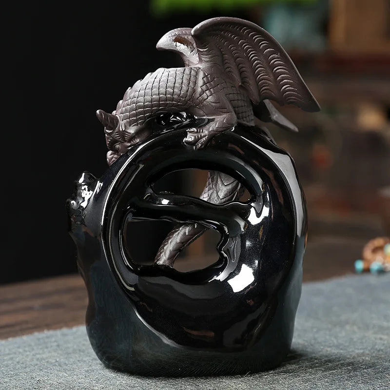 Ceramic Vintage Dragon Backflow Incense Burner – Tabletop Home Decor & Aromatherapy Gift (Without Incense) - Image 2