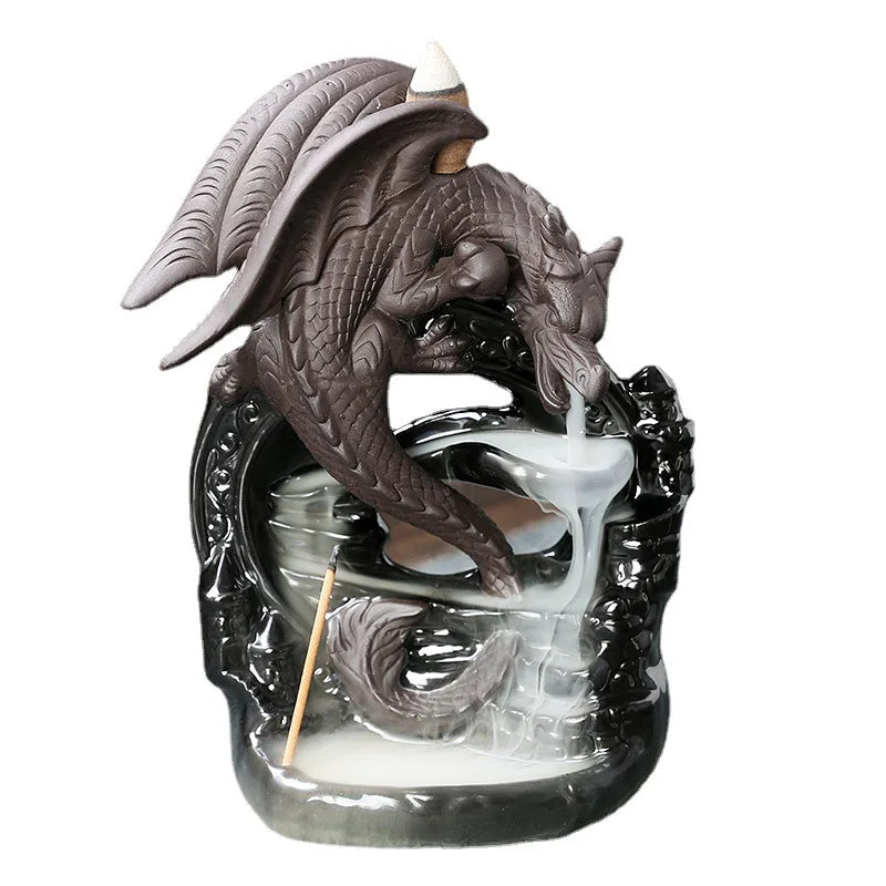 Ceramic Vintage Dragon Backflow Incense Burner – Tabletop Home Decor & Aromatherapy Gift (Without Incense) - Image 5