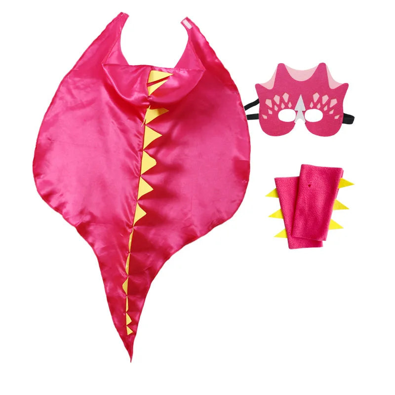 Boys & Girls Dinosaur Cape Dragon Hooded Cloak – Kids Halloween & Christmas Fancy Dress Costume with Mask - Image 4