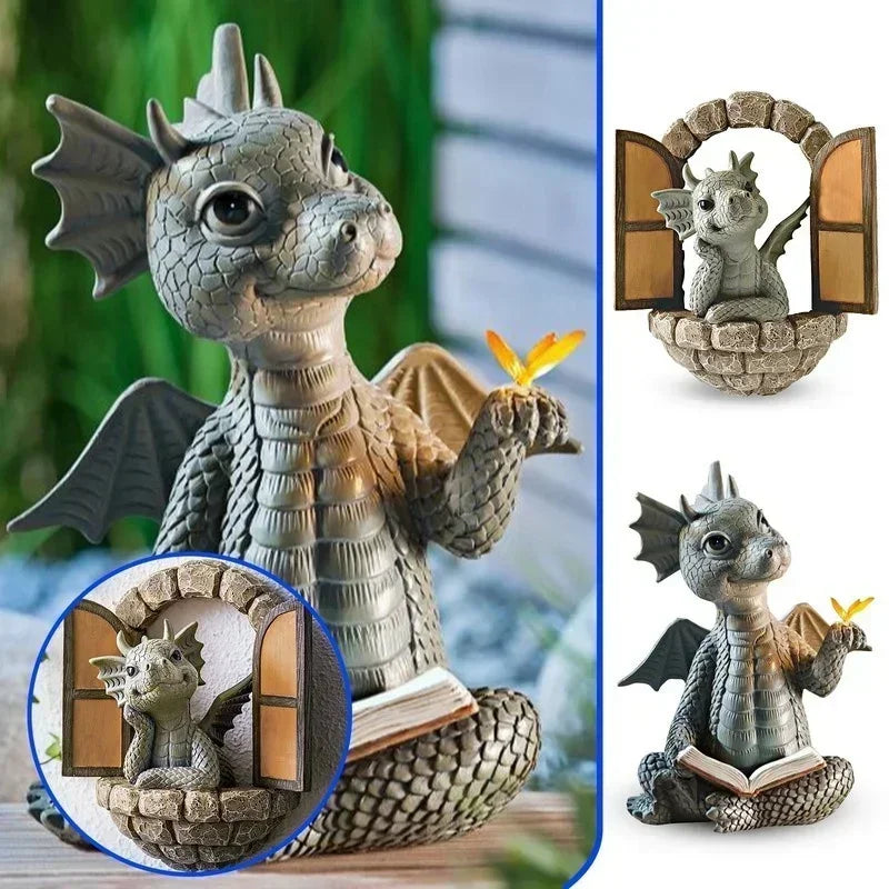 Dragon-Shaped Resin Giant Lawn Sculpture – Gothic Fantasy Dragon Statue for Garden & Courtyard Decoration - Image 3