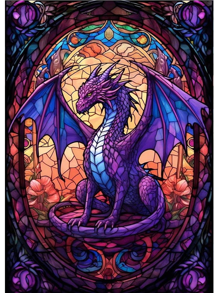 Abstract All Dragons Asylum Stained Glass Poster – Canvas Painting Wall Art for Living Room & Home Decor - Image 11