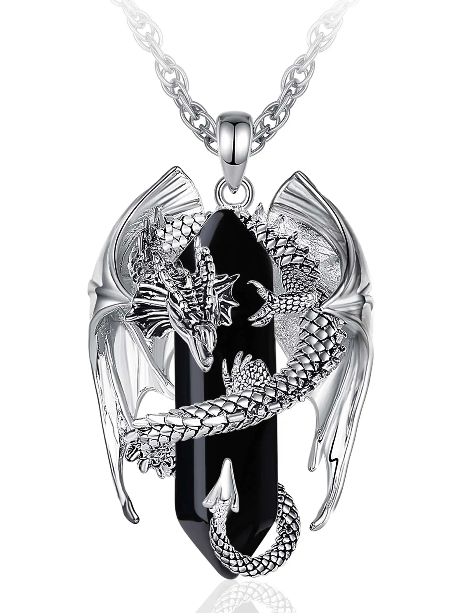 Eudora Dragon Twining Hexagonal Obsidian Necklace – Punk Crystal Pendant & Healing Stone Jewelry Gift for Men - Image 8